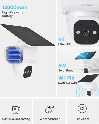 blurams 4K Ultra Security Cameras Wireless Outdoor with 5W Solar Powered in Kuwait