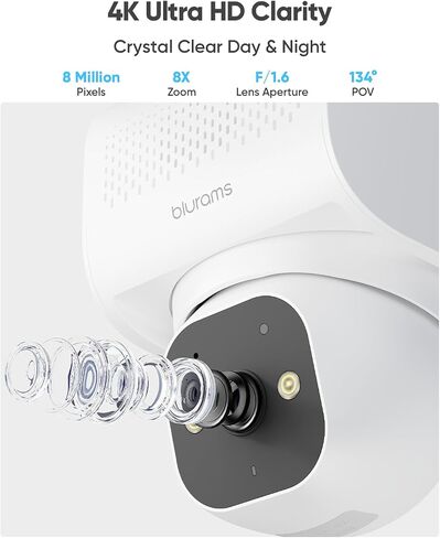 blurams 4K Ultra Security Cameras Wireless Outdoor with 5W Solar Powered in Kuwait