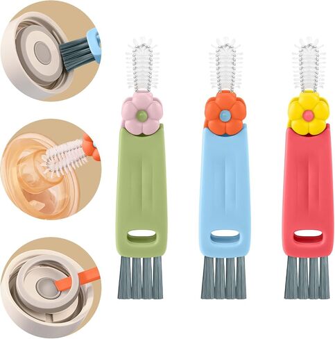 3 in 1 Cup Lid Cleaning Brush Set, Multifunctional Bottle Crevice Cleaning Brush, Portable Cup Lid Gap Cleaner, Water Bottle Cleaner Brush, Home Kitchen Cleaning Tools in Kuwait