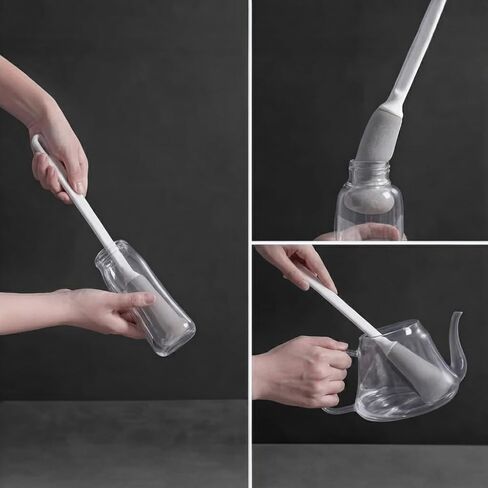 Long Handle Sponge Bottle Brush, 12" Long Wand, 2-Pack, Foam Sponge on a Stick for Cleaning Cups, Glassware, Water Bottles, Tumblers, Mugs, Carafe, Dishes, Baby Bottles, Decanter in Kuwait