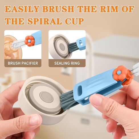 3 in 1 Cup Lid Cleaning Brush Set, Multifunctional Bottle Crevice Cleaning Brush, Portable Cup Lid Gap Cleaner, Water Bottle Cleaner Brush, Home Kitchen Cleaning Tools in Kuwait