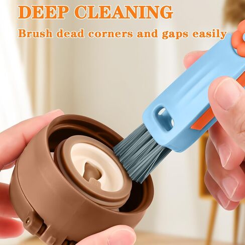 3 in 1 Cup Lid Cleaning Brush Set, Multifunctional Bottle Crevice Cleaning Brush, Portable Cup Lid Gap Cleaner, Water Bottle Cleaner Brush, Home Kitchen Cleaning Tools in Kuwait