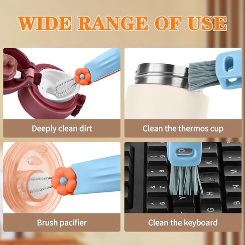 3 in 1 Cup Lid Cleaning Brush Set, Multifunctional Bottle Crevice Cleaning Brush, Portable Cup Lid Gap Cleaner, Water Bottle Cleaner Brush, Home Kitchen Cleaning Tools in Kuwait