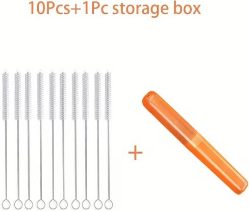 Straw Cleaning Brushes Set, 10Pcs Reusable Pipe Cleaners with Storage Box for Bottle, Teapot, and Straws in Kuwait