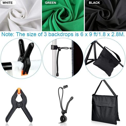 [Upgraded LED Bulb] Photography Lighting Kit 8.5x10ft Backdrop Support System and LED Softbox Set, 6400K Bulbs, Umbrella, Video Studio Continuous Lighting Kit for Photo Studio and Video Shooting in Kuwait