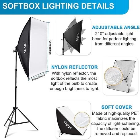 [Upgraded LED Bulb] Photography Lighting Kit 8.5x10ft Backdrop Support System and LED Softbox Set, 6400K Bulbs, Umbrella, Video Studio Continuous Lighting Kit for Photo Studio and Video Shooting in Kuwait