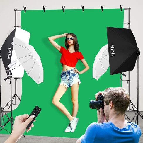 [Upgraded LED Bulb] Photography Lighting Kit 8.5x10ft Backdrop Support System and LED Softbox Set, 6400K Bulbs, Umbrella, Video Studio Continuous Lighting Kit for Photo Studio and Video Shooting in Kuwait