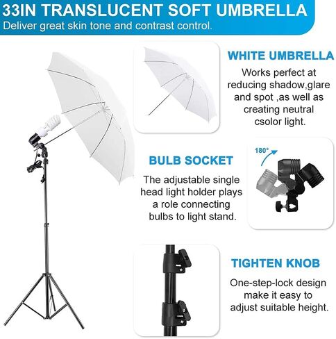 [Upgraded LED Bulb] Photography Lighting Kit 8.5x10ft Backdrop Support System and LED Softbox Set, 6400K Bulbs, Umbrella, Video Studio Continuous Lighting Kit for Photo Studio and Video Shooting in Kuwait