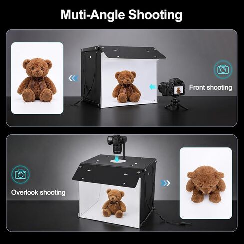 EMART Light Box Photography 14"x15" CRI>95 Photo Box for Photobooth Jewelry | 102 LEDs Lights,4 Color Backdrop,Portable & Sturdy,For Toys,Watches,Cosmetics and Photo Studio Products Displays in Kuwait