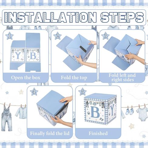 4 Pcs Blue Jean Baby Shower Decorations Party Boxes with Letters Stackable for Denim and Diamonds Baby Shower Gender Reveal Decoration Photo Prop in Kuwait