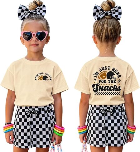 Football Sister Shirt for Kid Toddler Girl Funny I'm Just Here for The Snacks T-Shirt Football Outfit Game Day Tee in Kuwait