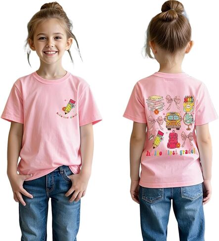CM C&M WODRO First Day of School Shirt Baby Girl Hello Kindergarten 1st 2nd 3rd Grade T-Shirt Kids Back to School Gift Tees in Kuwait