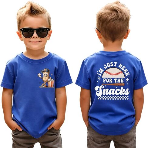 CM C&M WODRO Toddler Boy Girl Baseball Shirt I'm Just Here for The Snacks T-Shirt Kids Game Day Outfit Short Sleeve Tee Tops in Kuwait