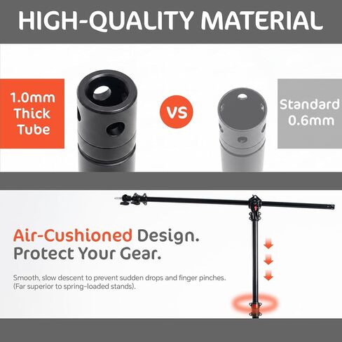 KATE Photography Light Stand with Boom Arm, 3-in-1 Heavy Duty Aluminum Alloy 12.5ft Tripod Stand with 2 Empty Sandbag, 11lbs Max Load for Video Light, Softbox, Strobe, Reflector, Camera in Kuwait
