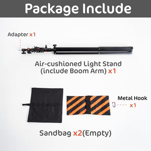 KATE Photography Light Stand with Boom Arm, 3-in-1 Heavy Duty Aluminum Alloy 12.5ft Tripod Stand with 2 Empty Sandbag, 11lbs Max Load for Video Light, Softbox, Strobe, Reflector, Camera in Kuwait