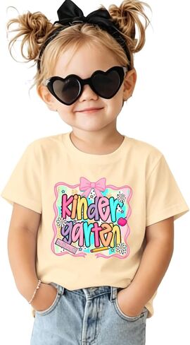 Bow First Day of School Shirts Kid Toddler Girls Back to School Outfits Pre-K Kindergarten 1st Grade T-Shirt Tees in Kuwait