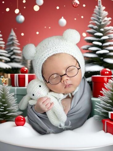 Newborn Photography Props Lamb Cap Boy Girl Photo Shoot Outfits Crochet Sheep Hat Glasses Baby Photo Props Outfit ﻿ in Kuwait
