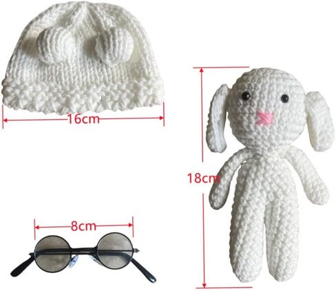 Newborn Photography Props Lamb Cap Boy Girl Photo Shoot Outfits Crochet Sheep Hat Glasses Baby Photo Props Outfit ﻿ in Kuwait