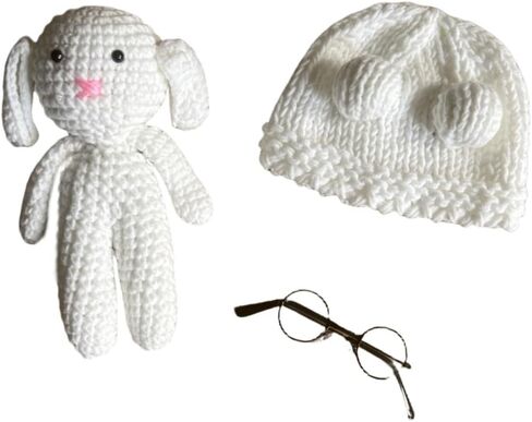 Newborn Photography Props Lamb Cap Boy Girl Photo Shoot Outfits Crochet Sheep Hat Glasses Baby Photo Props Outfit ﻿ in Kuwait
