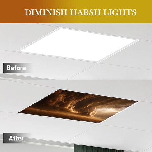 2 Pcs Fluorescent Light Covers for Drop Ceiling, Magnetic Fabric Diffuser, 4x2 Feet, for Office, School, Hospital, Home(Wind blows the sand) in Kuwait