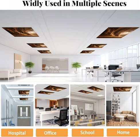 2 Pcs Fluorescent Light Covers for Drop Ceiling, Magnetic Fabric Diffuser, 4x2 Feet, for Office, School, Hospital, Home(Wind blows the sand) in Kuwait