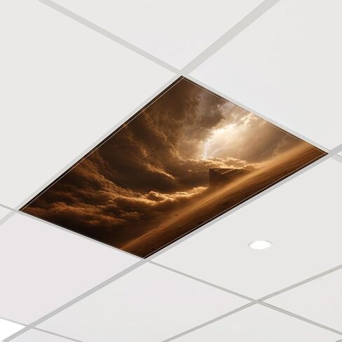2 Pcs Fluorescent Light Covers for Drop Ceiling, Magnetic Fabric Diffuser, 4x2 Feet, for Office, School, Hospital, Home(Wind blows the sand) in Kuwait