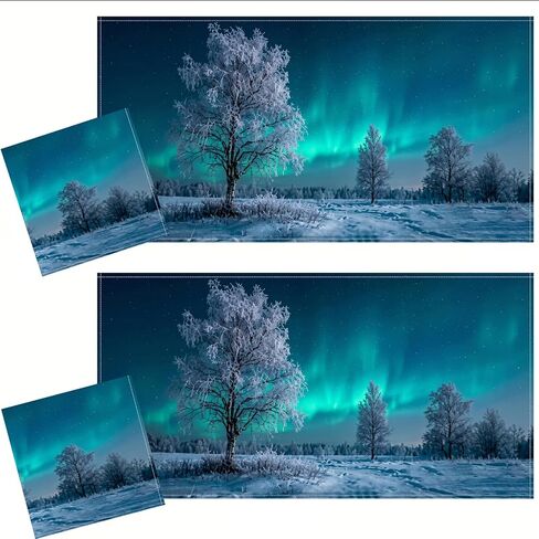 Fluorescent Light Covers for Drop Ceiling, Aurora Borealis Arctic Snow Trees, Magnetic Fabric Diffuser, 4x2 Ft, 2 Pack in Kuwait