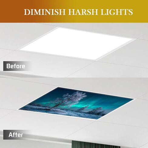 Fluorescent Light Covers for Drop Ceiling, Aurora Borealis Arctic Snow Trees, Magnetic Fabric Diffuser, 4x2 Ft, 2 Pack in Kuwait