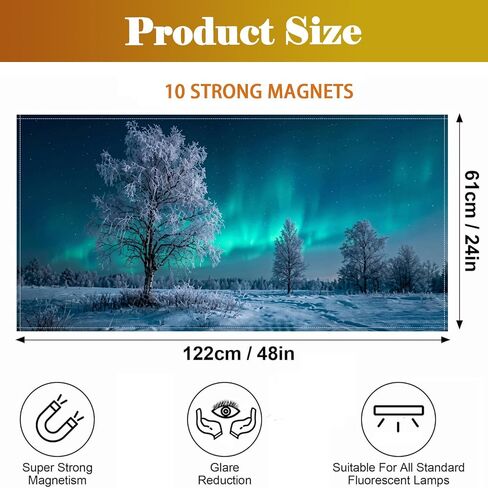 Fluorescent Light Covers for Drop Ceiling, Aurora Borealis Arctic Snow Trees, Magnetic Fabric Diffuser, 4x2 Ft, 2 Pack in Kuwait