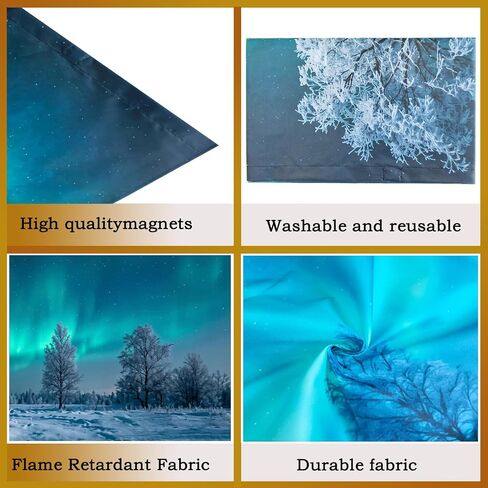 Fluorescent Light Covers for Drop Ceiling, Aurora Borealis Arctic Snow Trees, Magnetic Fabric Diffuser, 4x2 Ft, 2 Pack in Kuwait