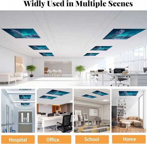 Fluorescent Light Covers for Drop Ceiling, Aurora Borealis Arctic Snow Trees, Magnetic Fabric Diffuser, 4x2 Ft, 2 Pack in Kuwait