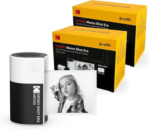 KODAK Memo Shot ERA Kids Instant Digital Label Camera Value Pack, White (18 Refills) in Kuwait