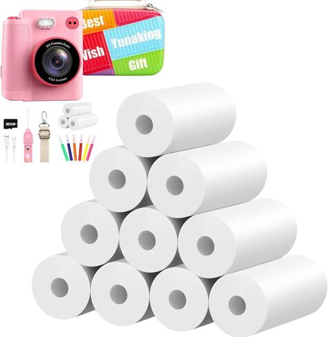 Pink Kids Instant Print Camera with 10 Rolls Paper Refill in Kuwait