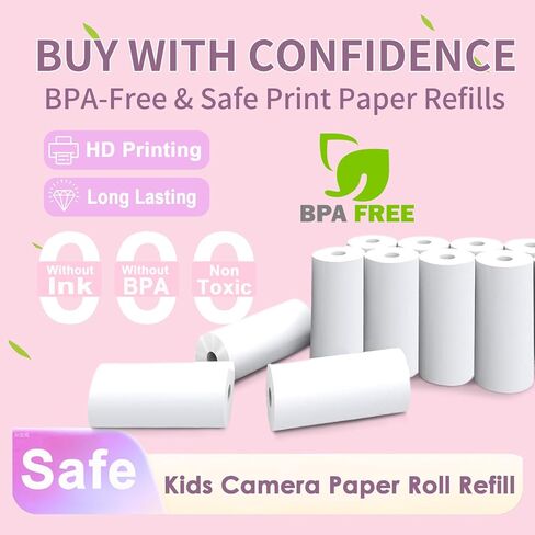 Pink Kids Instant Print Camera with 10 Rolls Paper Refill in Kuwait
