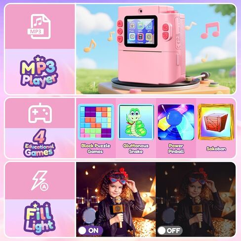 Pink Kids Instant Print Camera with 10 Rolls Paper Refill in Kuwait