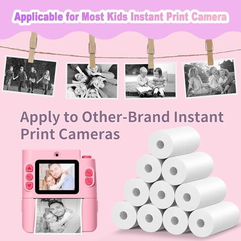 Pink Kids Instant Print Camera with 10 Rolls Paper Refill in Kuwait