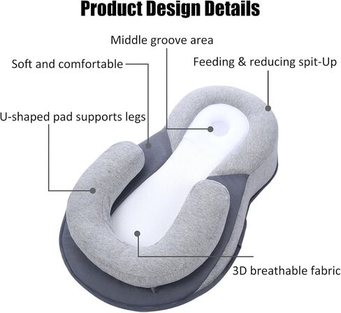 Baby Lounger Pillow - Infant Support Cushion for Newborn, Feeding Reflux Pillow for Baby Bottle Feeding, Tummy Time in Kuwait
