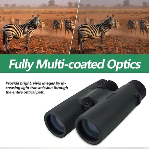 10x42 HD Binoculars for Adults, High Power with Bright and Large View, Lightweight Waterproof for Bird Watching Sightseeing Outdoor Sports Travel, Dark Green in Kuwait