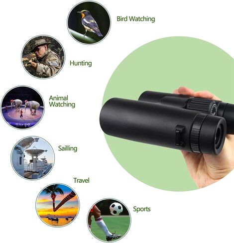 10x42 HD Binoculars for Adults, High Power with Bright and Large View, Lightweight Waterproof for Bird Watching Sightseeing Outdoor Sports Travel, Dark Green in Kuwait