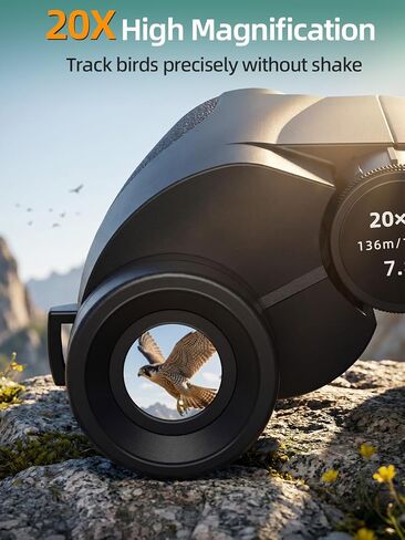 Binoculars for Adults and Kids, 20x25 Compact High Power Binoculars with Low Light Vision for Bird Watching, Large Eyepiece Waterproof Outdoor Hunting, Travel, Sightseeing in Kuwait