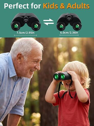 Binoculars for Adults and Kids, 20x25 Compact High Power Binoculars with Low Light Vision for Bird Watching, Large Eyepiece Waterproof Outdoor Hunting, Travel, Sightseeing in Kuwait