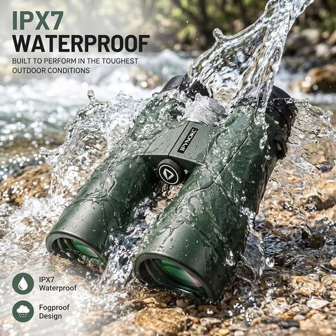 12x50 UHD Binoculars for Adults High Powered Waterproof Large View with Clear Vision & Compact Binocular Essentials for Hunting Camping Cruise Travel Bird Watching Sports in Kuwait
