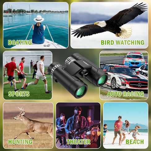 Compact Binoculars for Adults 10x26 High Powered, Pocket Binoculars for Bird Watching, Waterproof BAK4 FMC, Lightweight One-Handed Use in Kuwait