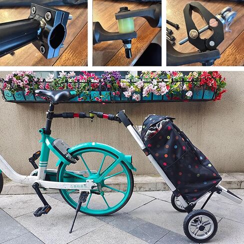 Bike Trailer Hitch for Portable Folding Wagon Bike Trailer Connector for Pet Cart Bicycle Trailer Collapsible Wagon Cart Steel Garden Cart Wagons Carts for Grocery Sports Garden in Kuwait