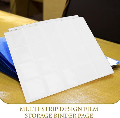 30pcs Film Negative Binder Sleeves Acid-Free 7-Horizontal Strip Holders for Archival Film Storage and Protection, Sheet Protectors Compatible 3-Ring Binders for Photographers in Kuwait