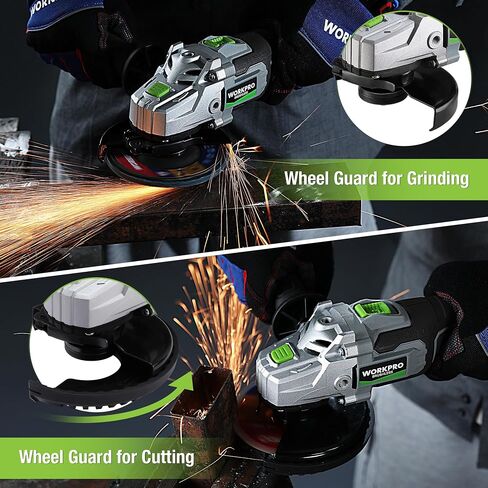 WORKPRO Cordless Angle Grinder, 20V Brushless Grinder with 4.0Ah Battery and Fast Charger, 4-1/2 Inch Dics, 8500RPM Brushless Motor Electric Grinder Power Tools for Metal and Wood in Kuwait