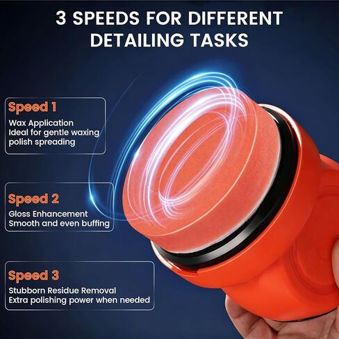 Cordless Car Buffer Polisher, 1800RPM 3-Speed Mini Car Polisher with 4000mAh Battery, USB-C Rechargeable Car Buffer with LCD Display, 6-Pad Car Detailing Kit for Waxing & Buffing in Kuwait