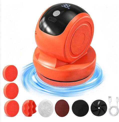 Cordless Car Buffer Polisher, 1800RPM 3-Speed Mini Car Polisher with 4000mAh Battery, USB-C Rechargeable Car Buffer with LCD Display, 6-Pad Car Detailing Kit for Waxing & Buffing in Kuwait