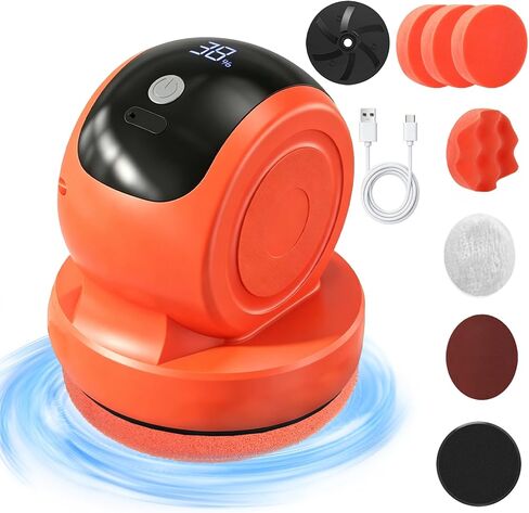 Cordless Car Buffer Polisher, 1800RPM 3-Speed Mini Car Polisher with 4000mAh Battery, USB-C Rechargeable Car Buffer with LCD Display, 6-Pad Car Detailing Kit for Waxing & Buffing in Kuwait