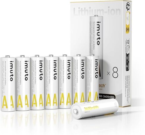 imuto Rechargeable aa Batteries, 3600mWh aa Lithium Batteries 8 Pack | 1.5V 2A Output Double a Battery, 2500+ Cycles life, Wide Temp -40°F~140°F, Leak-Proof CBPI, everyday household devices in Kuwait